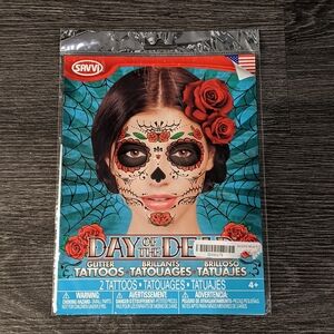 NWT Day of the Dead Halloween costume glitter face tattoos